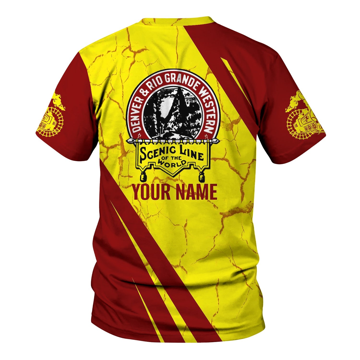 Railspirit Personalized Denver and Rio Grande Western Railroad T-Shirt Crackle Texture Style Shirt For Trackhead
