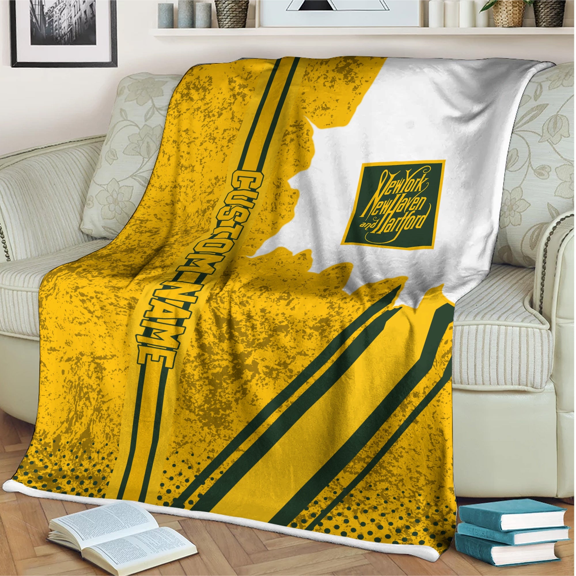 Railspirit Personalized New York, New Haven and Hartford Railroad Blanket Vintage New Haven Railroad All Over Printed Blanket