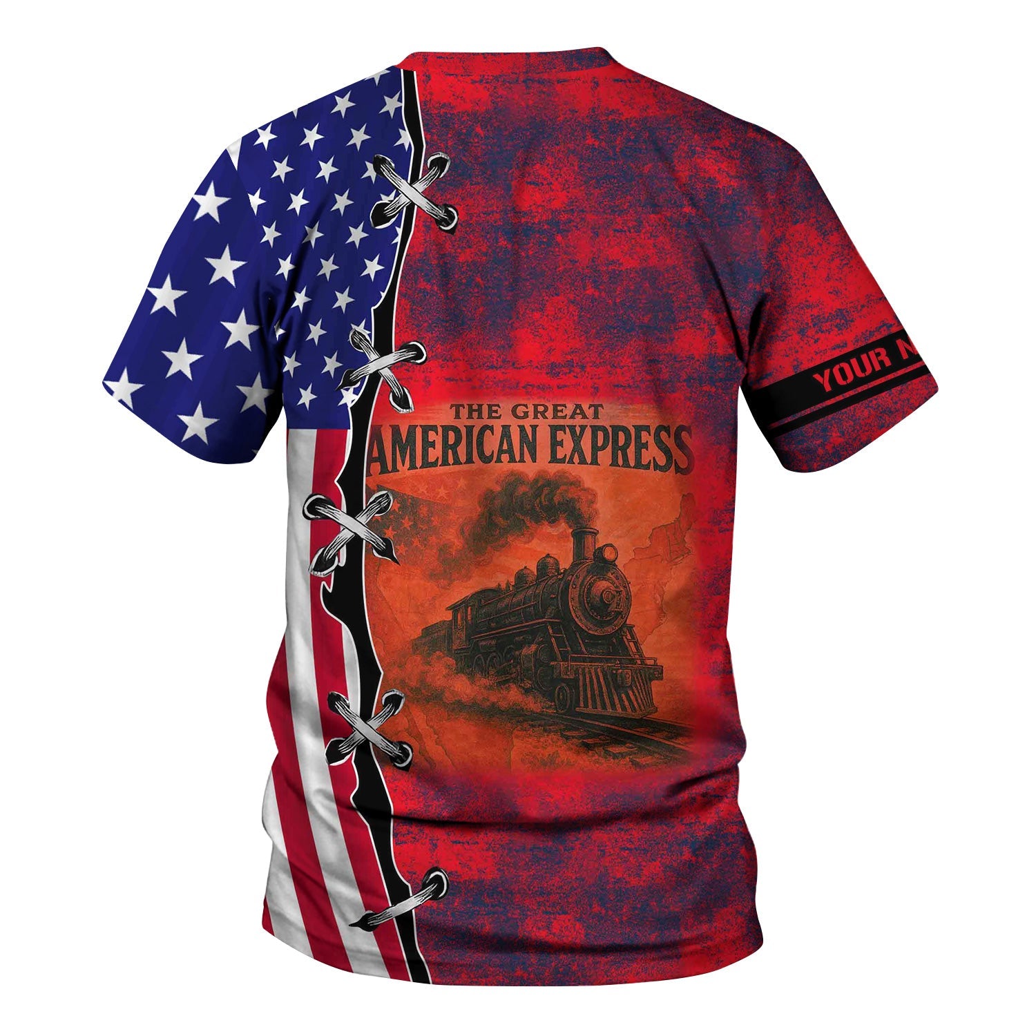 Railspirit Personalized Wabash Railroad T-Shirt Retro American Express Train With USA Flag Shirt