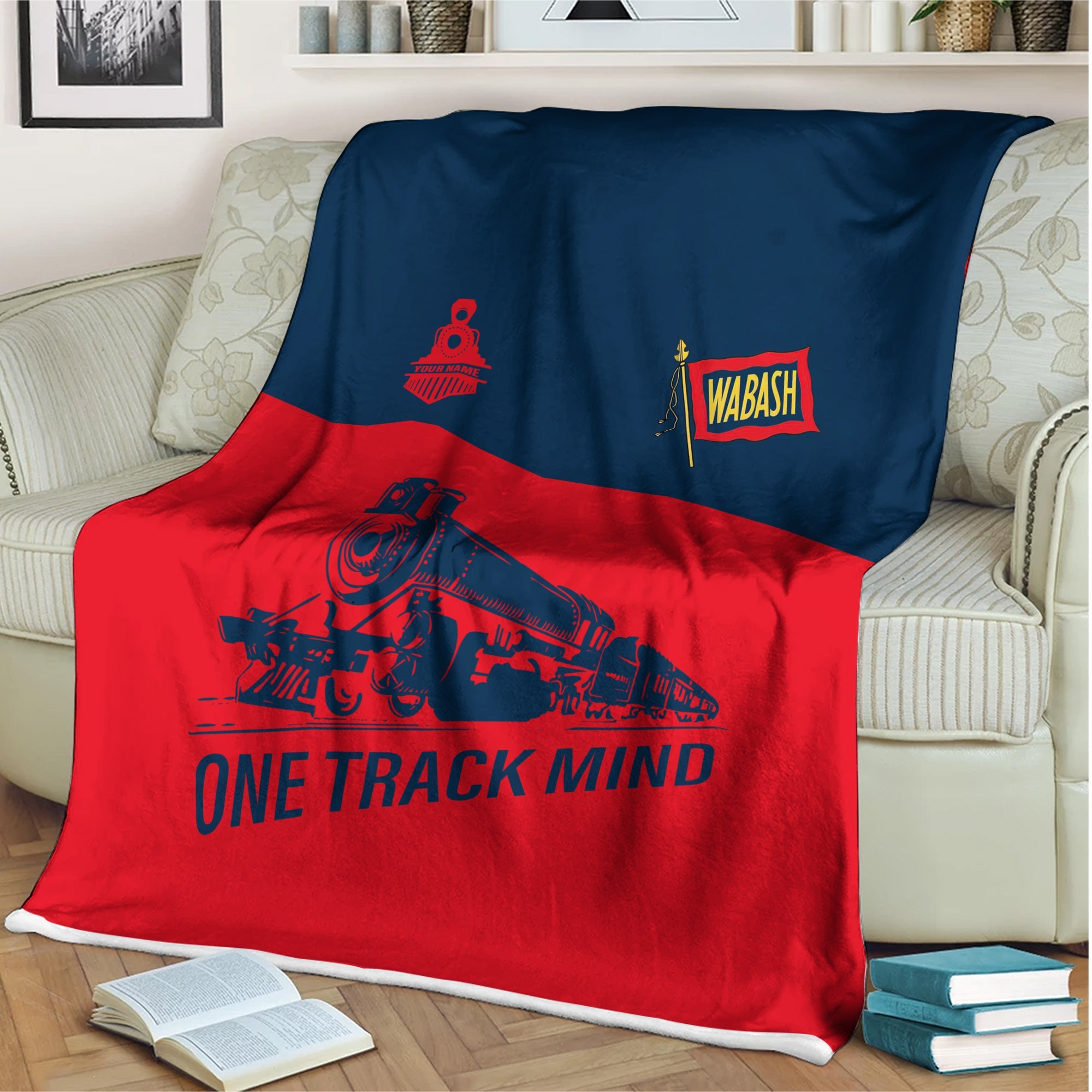 Railspirit Personalized Wabash Railroad Blanket One Track Mind Train Blanket Gift Idea For Train Lover