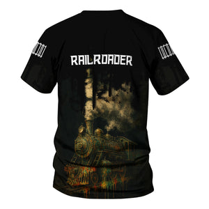 Railspirit Personalized Reading Railroad T-Shirt Vintage Train Art Style Shirt For Locomotive Fans