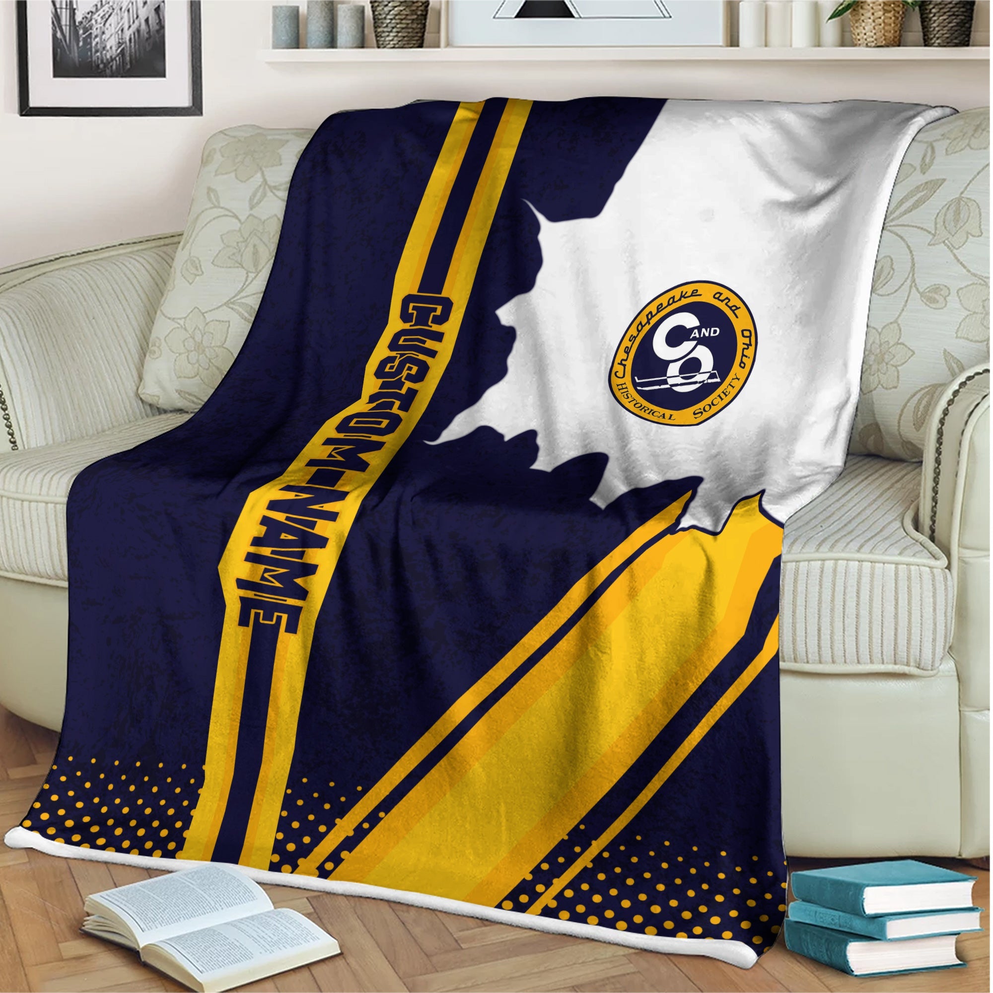 Railspirit Personalized Chesapeake and Ohio Railway Blanket Vintage C&O All Over Printed Blanket