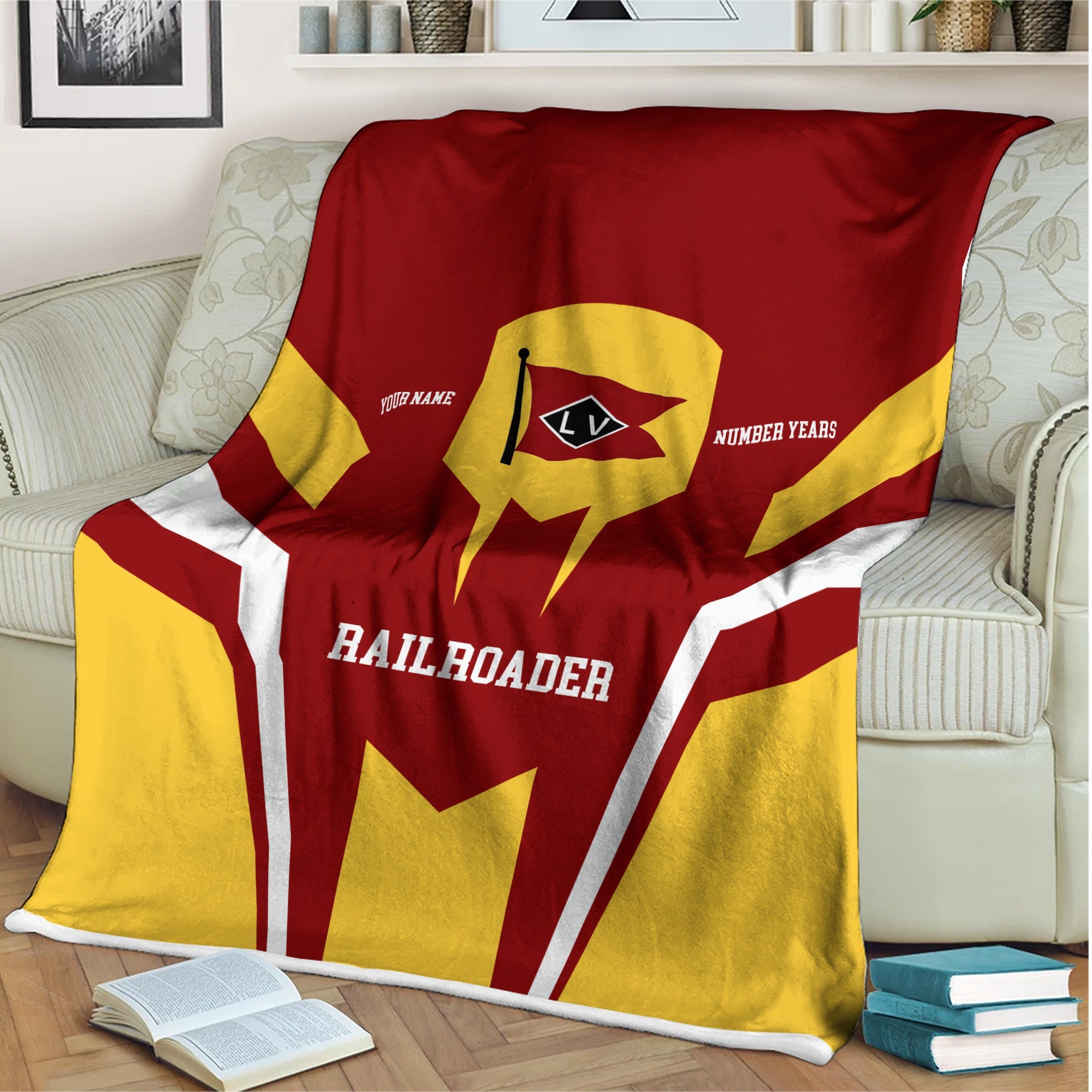 Railspirit Personalized Lehigh Valley Railroad Blanket Custom Year Railroader Gift Idea For Train Lover