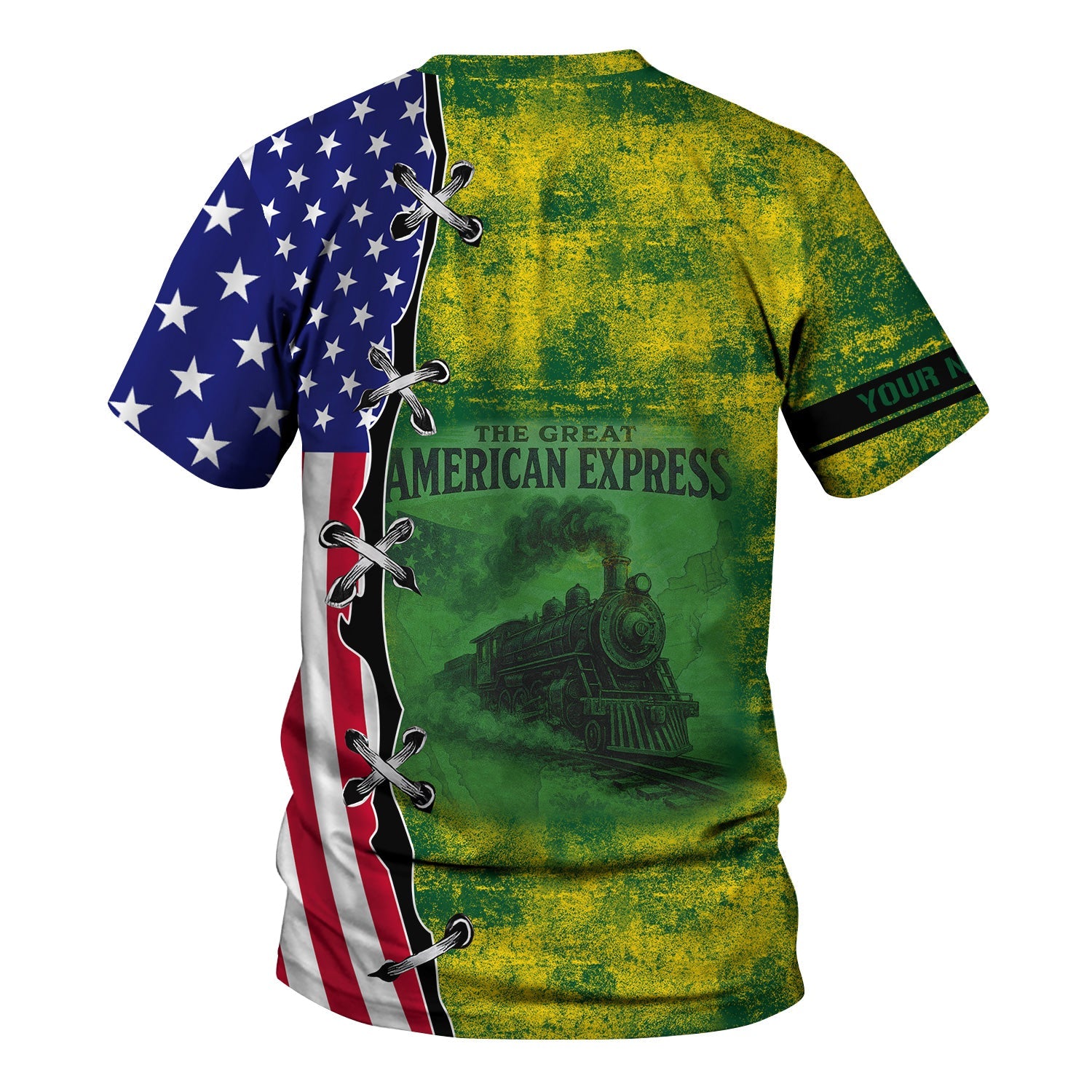 Railspirit Personalized Maine Central Railroad T-Shirt Retro American Express Train With USA Flag Shirt