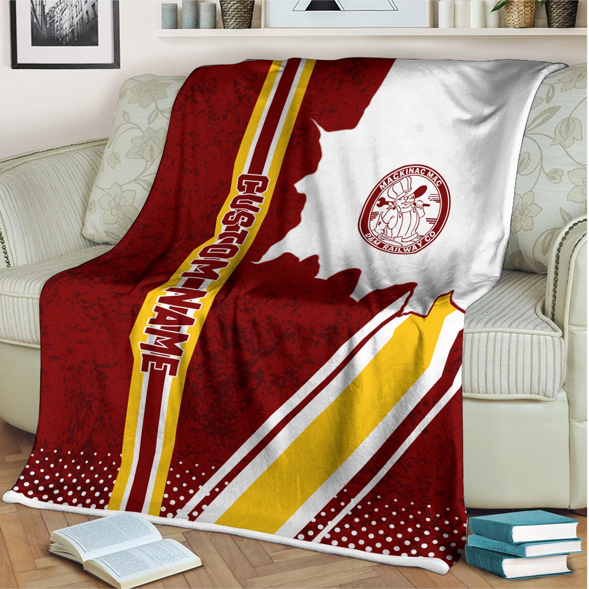 Railspirit Personalized Detroit & Mackinac Railroad Blanket Vintage All Over Printed Blanket