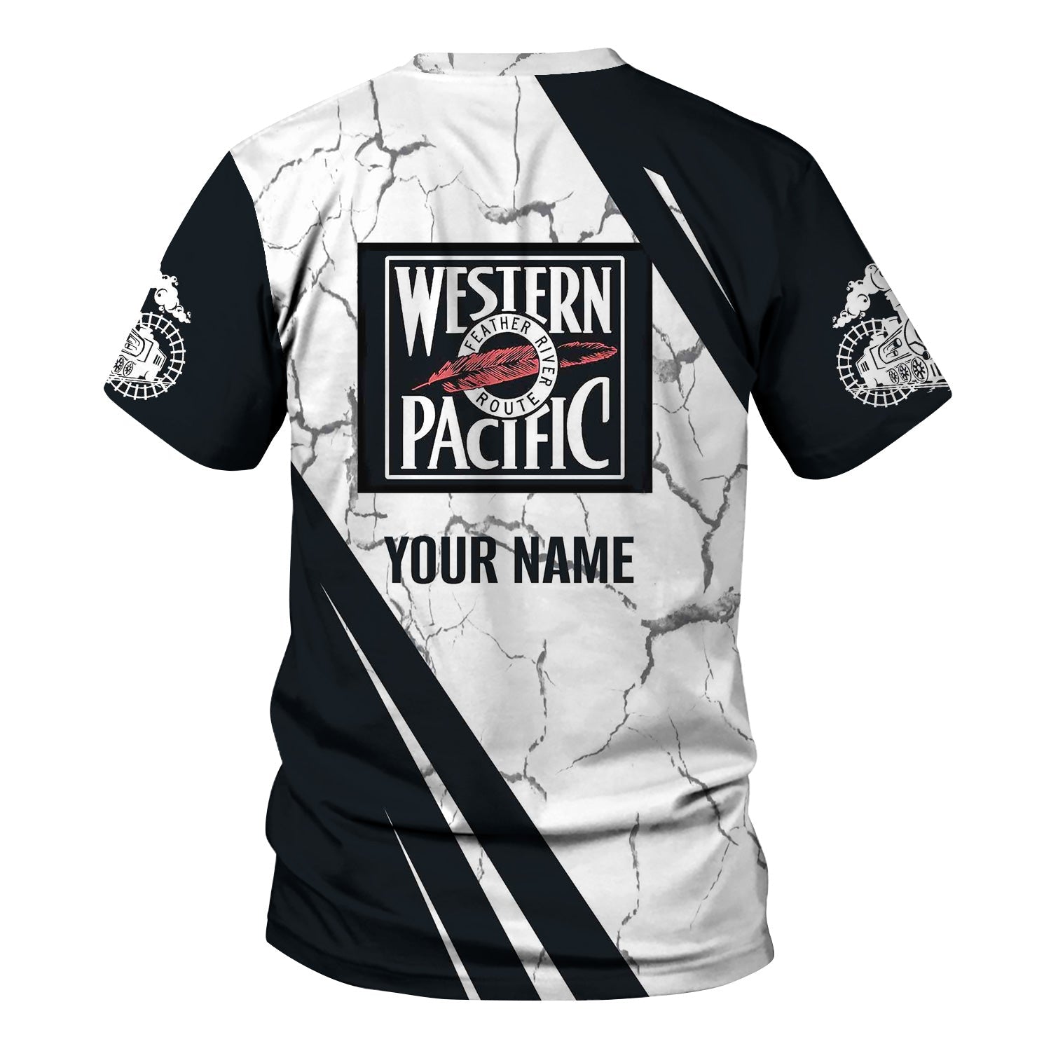 Railspirit Personalized Western Pacific Railroad T-Shirt Crackle Texture Style Shirt For Trackhead