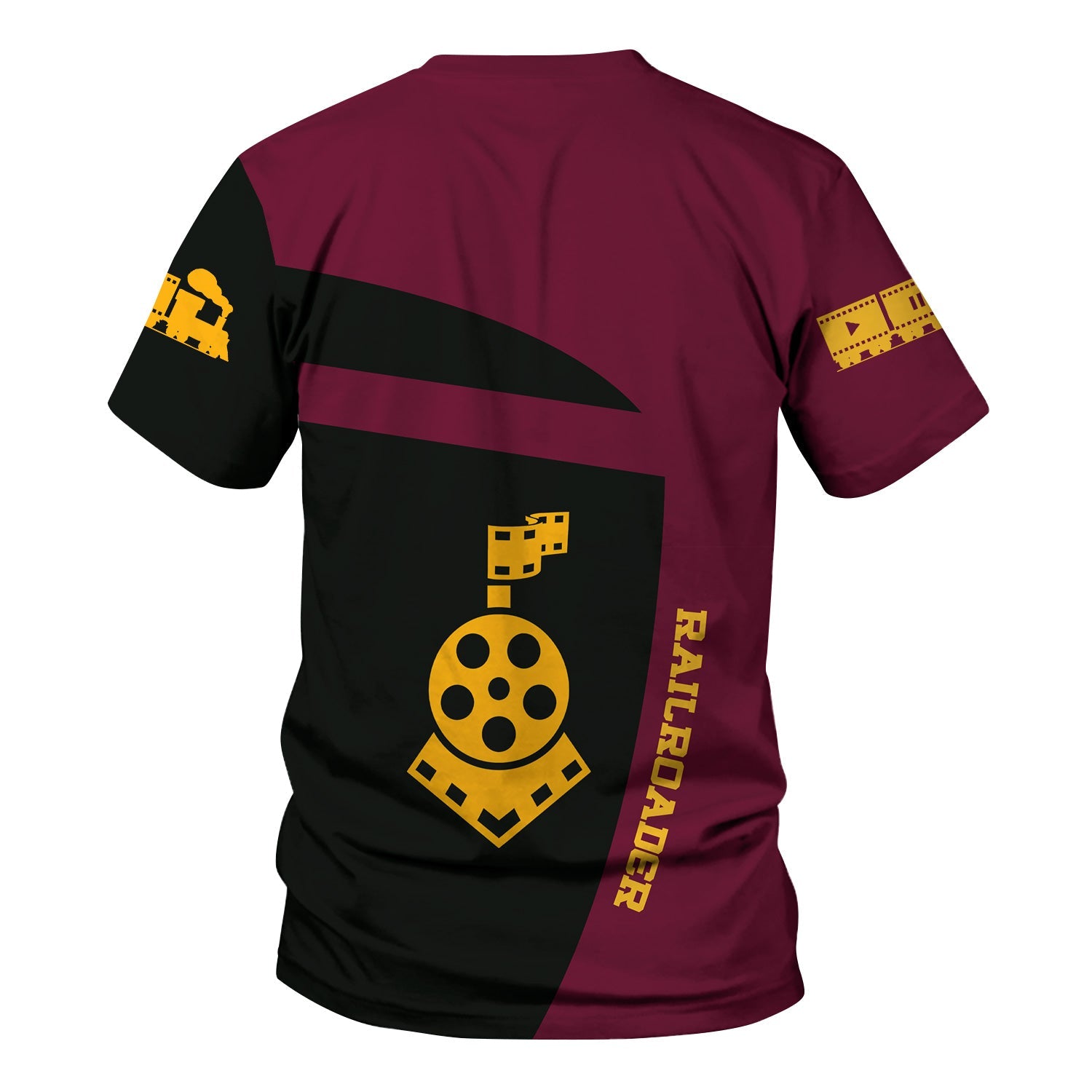 Railspirit Personalized Boston and Maine Railroad T-Shirt All Aboard Steam Train Movie Projector Style Shirt