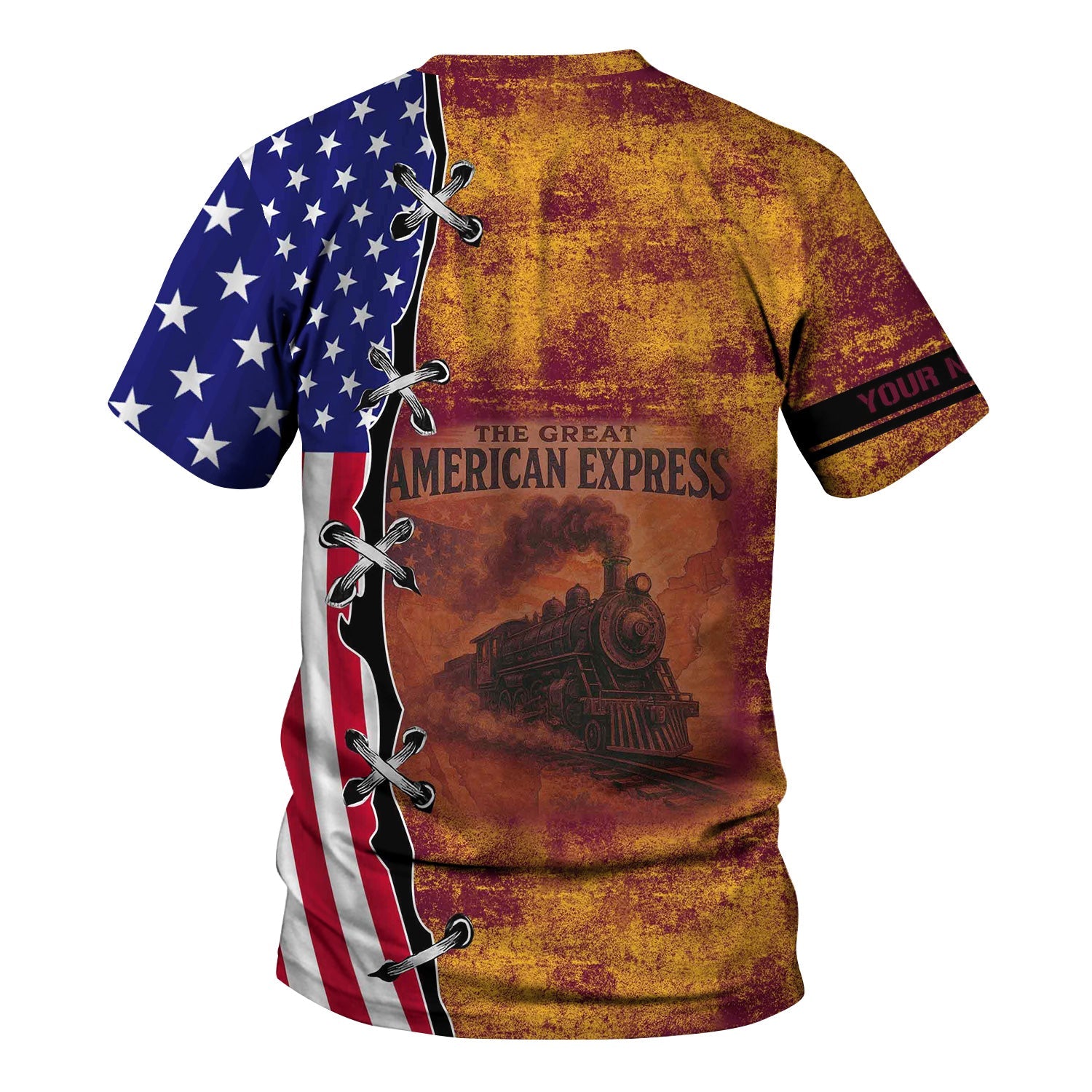 Railspirit Personalized Boston and Maine Railroad T-Shirt Retro American Express Train With USA Flag Shirt