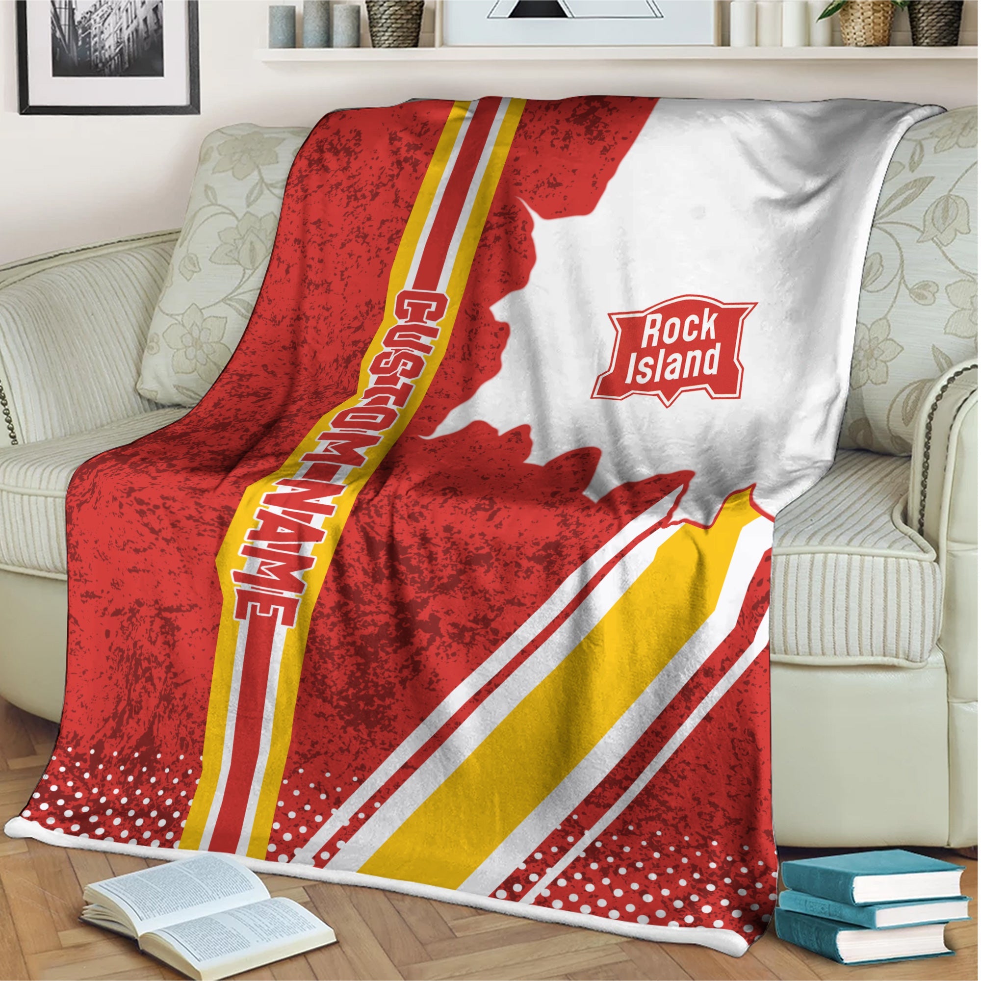 Railspirit Personalized Chicago, Rock Island and Pacific Railroad Blanket Vintage Rock Island Railroad All Over Printed Blanket