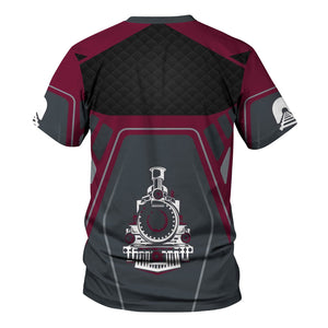 Railspirit Personalized Boston and Maine Railroad T-Shirt Steam Locomotive Engine Graphic Train Shirt All Over Print