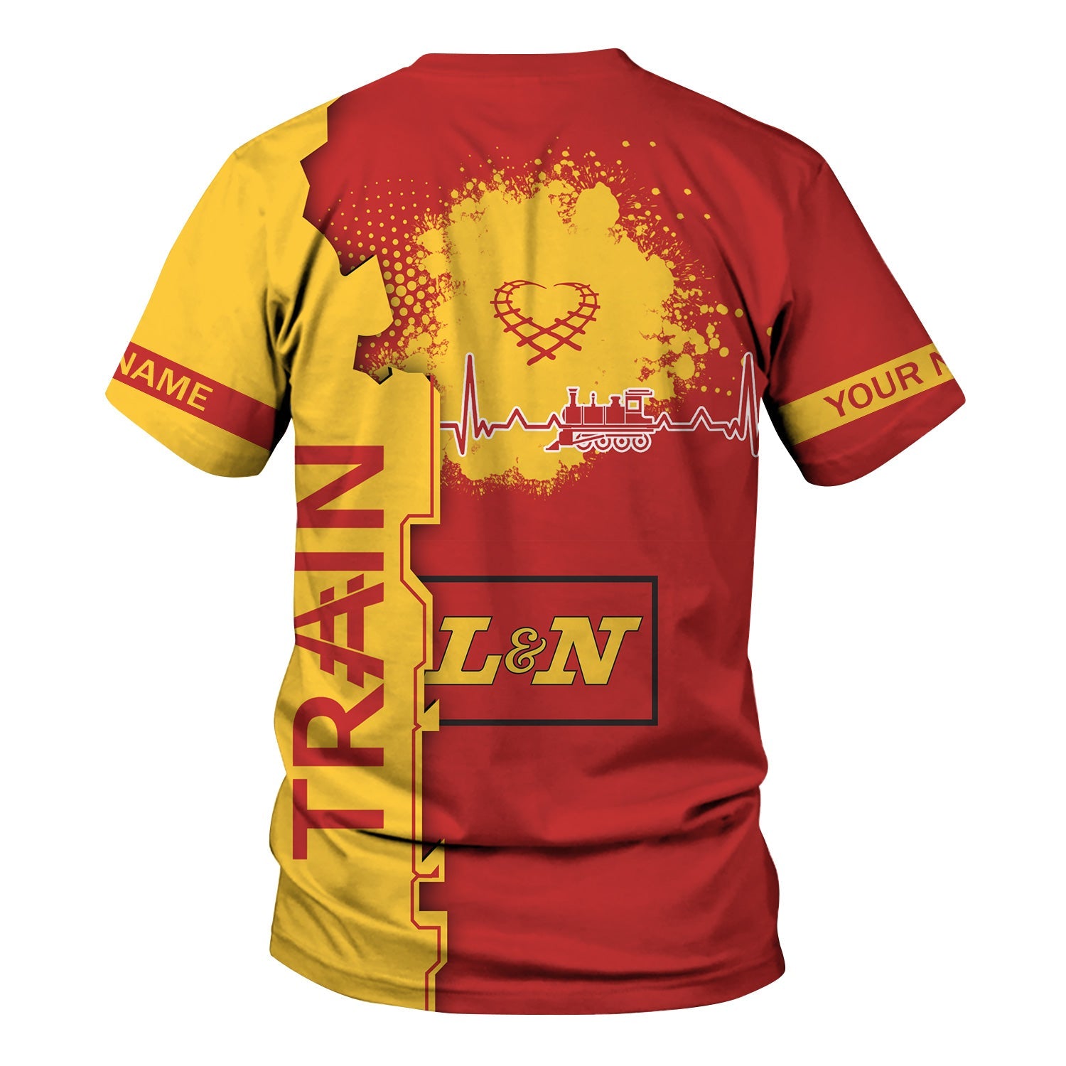 Railspirit Personalized Louisville and Nashville Railroad T-Shirt Engine Heartbeat and Track Love Style L&N Shirt Gift Idea For Train Lovers