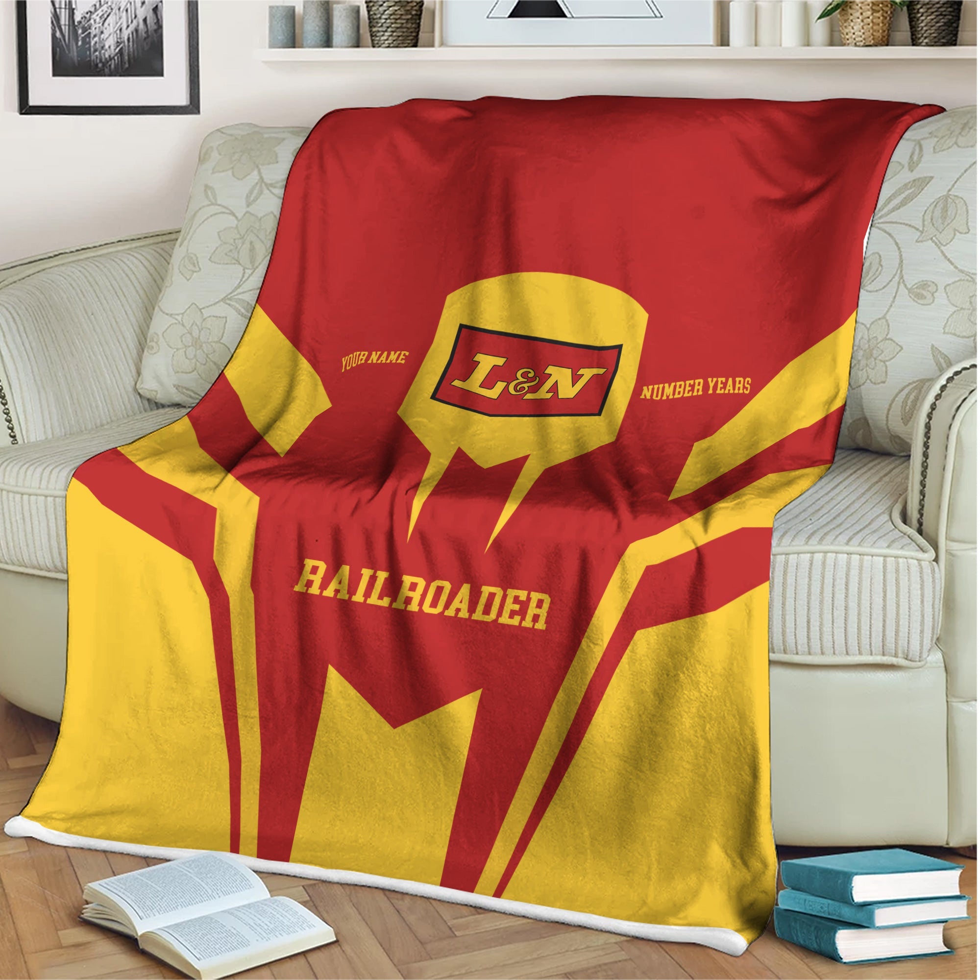 Railspirit Personalized Louisville and Nashville Railroad Blanket Custom Year Railroader L&N Gift Idea For Train Lover