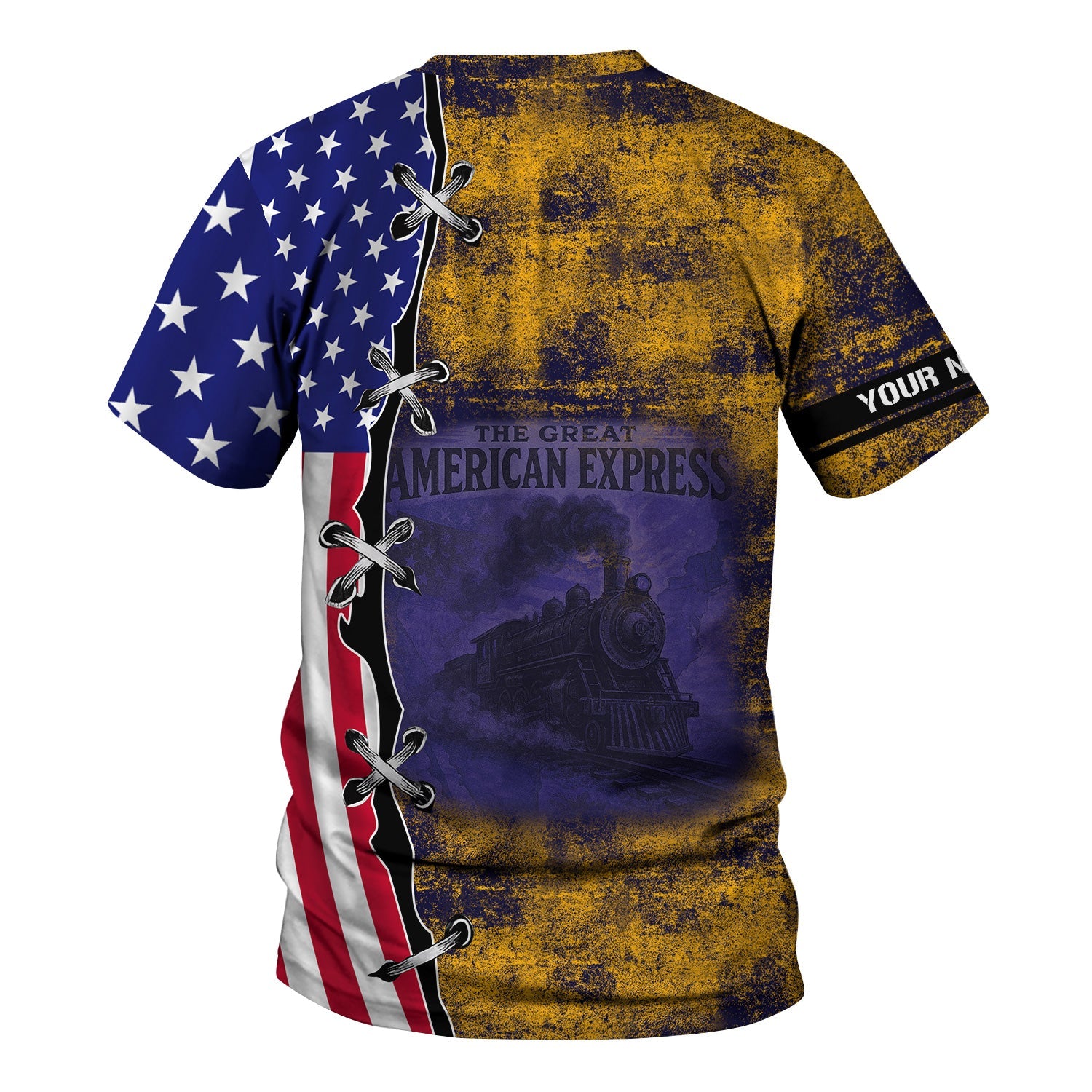 Railspirit Personalized Chesapeake and Ohio Railway T-Shirt Retro American Express Train With USA Flag C&O Shirt