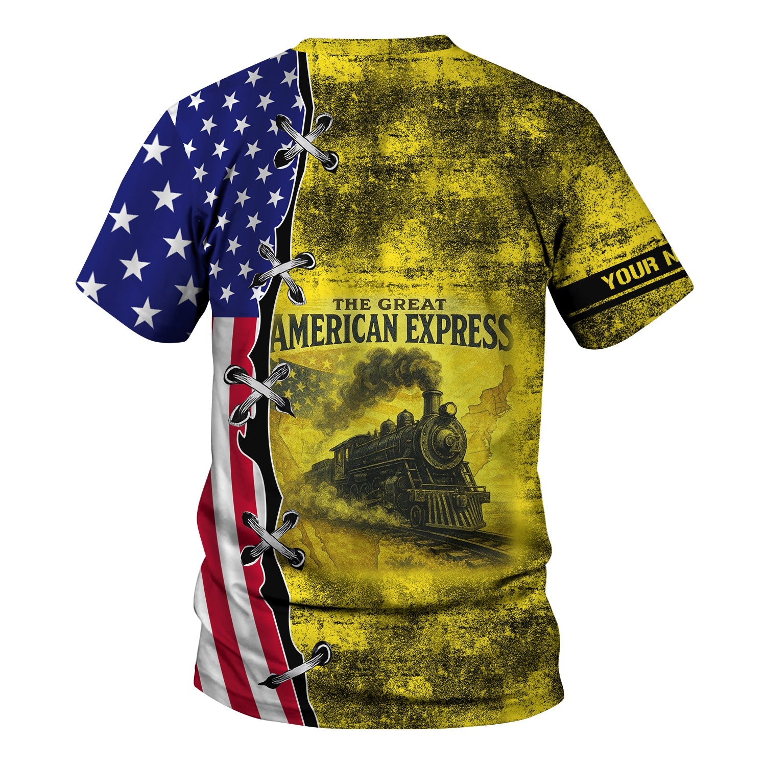 Railspirit Personalized Clinchfield Railroad T-Shirt Retro American Express Train With USA Flag Shirt