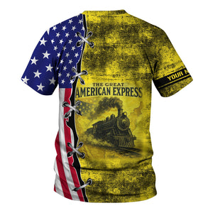 Railspirit Personalized Clinchfield Railroad T-Shirt Retro American Express Train With USA Flag Shirt