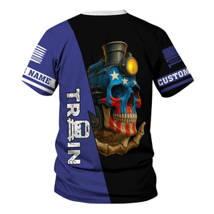 Railspirit Personalized New York, Chicago and St. Louis Railroad T-Shirt Train Skull American Flag Nickel Plate Road Shirt All Over Print