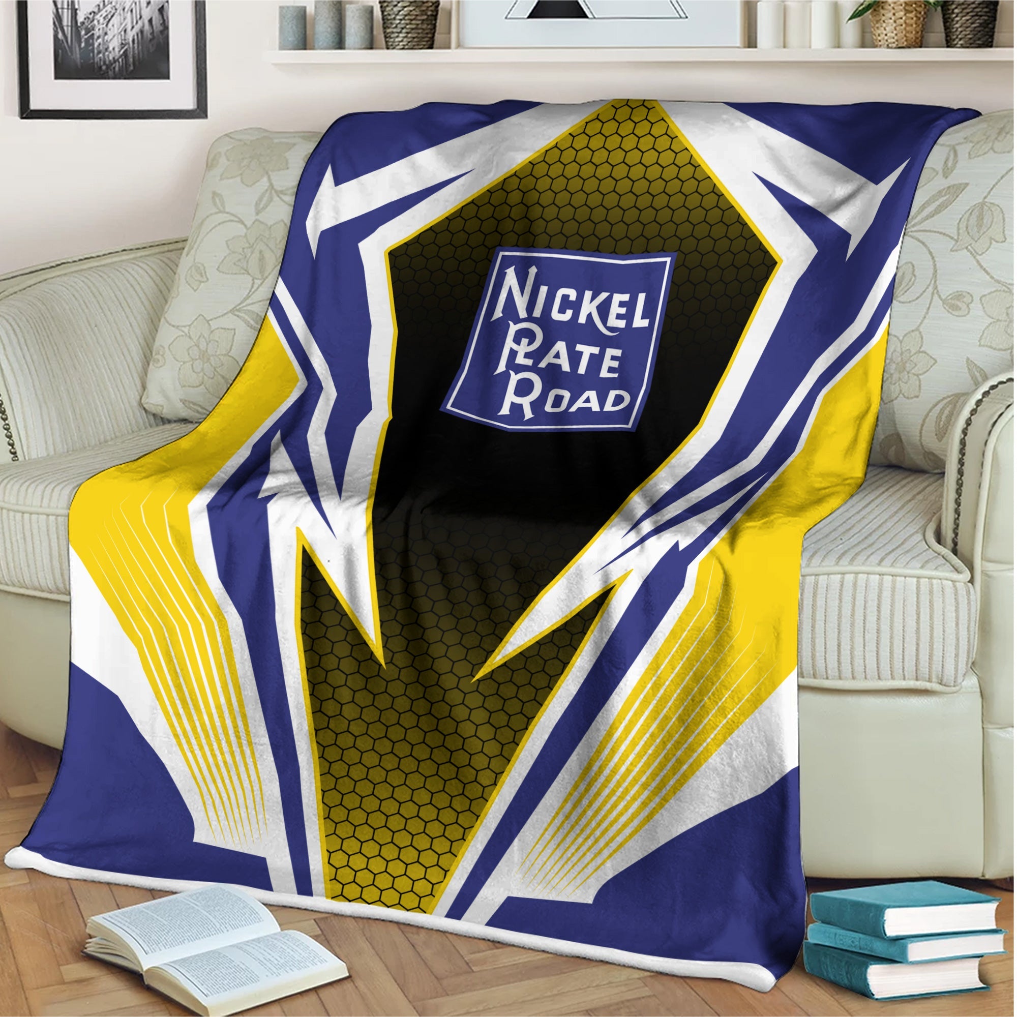 Railspirit New York, Chicago and St. Louis Railroad Blanket Lightning Graphic Style Nickel Plate Road Blanket Gift Idea For Train Lover
