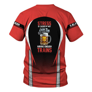 Railspirit Personalized Chicago, Rock Island and Pacific Railroad T Shirt Stress Is Caused By Not Having Enough Trains Rock Island Railroad Shirt All Over Print