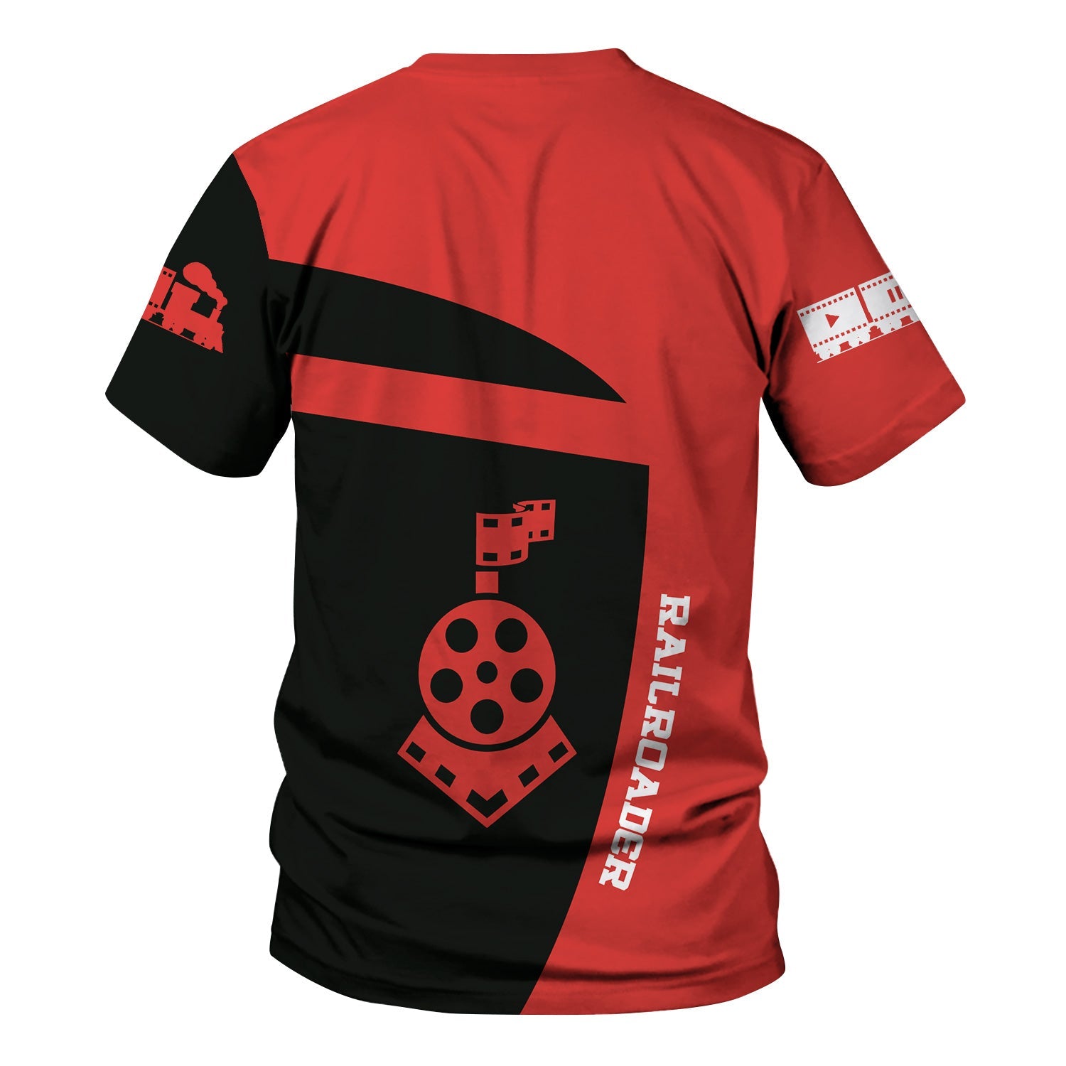 Railspirit Personalized Chicago, Rock Island and Pacific Railroad T-Shirt All Aboard Steam Train Movie Projector Style Rock Island Railroad Shirt