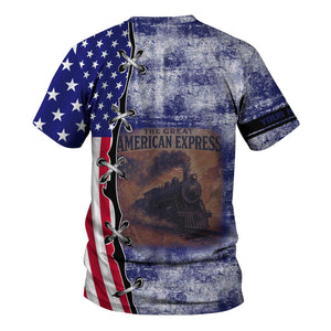 Railspirit Personalized B&O Great States Railroad T-Shirt Retro American Express Train With USA Flag Shirt