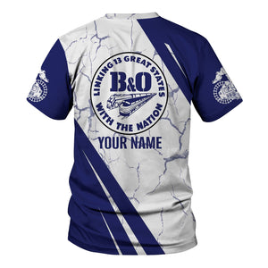 Railspirit Personalized B&O Great States Railroad T-Shirt Crackle Texture Style Shirt For Trackhead
