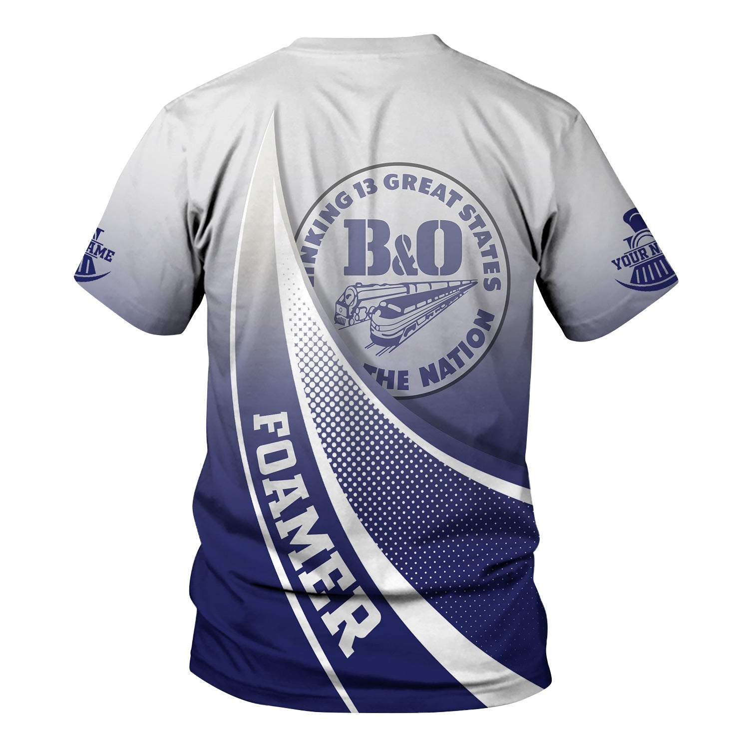 Railspirit Personalized B&O Great States Railroad T-Shirt Railway-Themed Style Shirt Gift Idea For Trainspotter