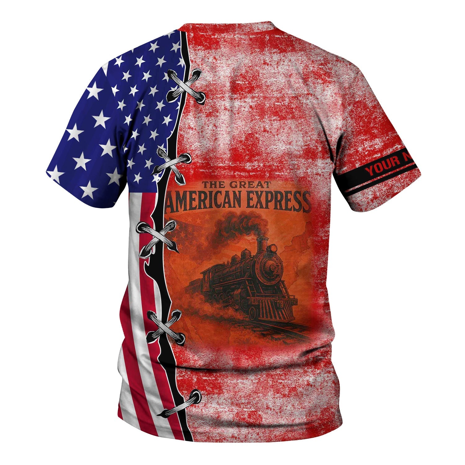 Railspirit Personalized The Chief Santa Fe Railroad T-Shirt Retro American Express Train With USA Flag Shirt