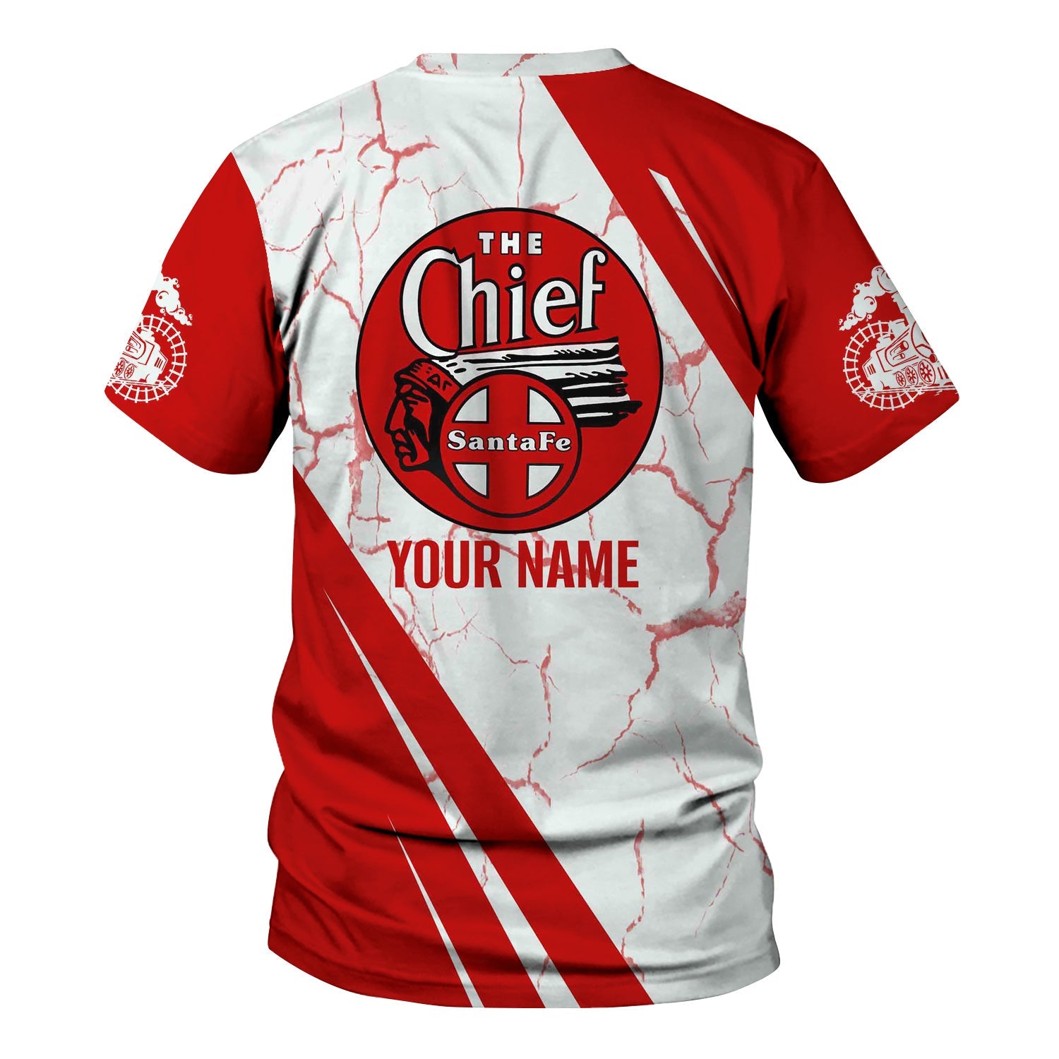 Railspirit Personalized The Chief Santa Fe Railroad T-Shirt Crackle Texture Style Shirt For Trackhead