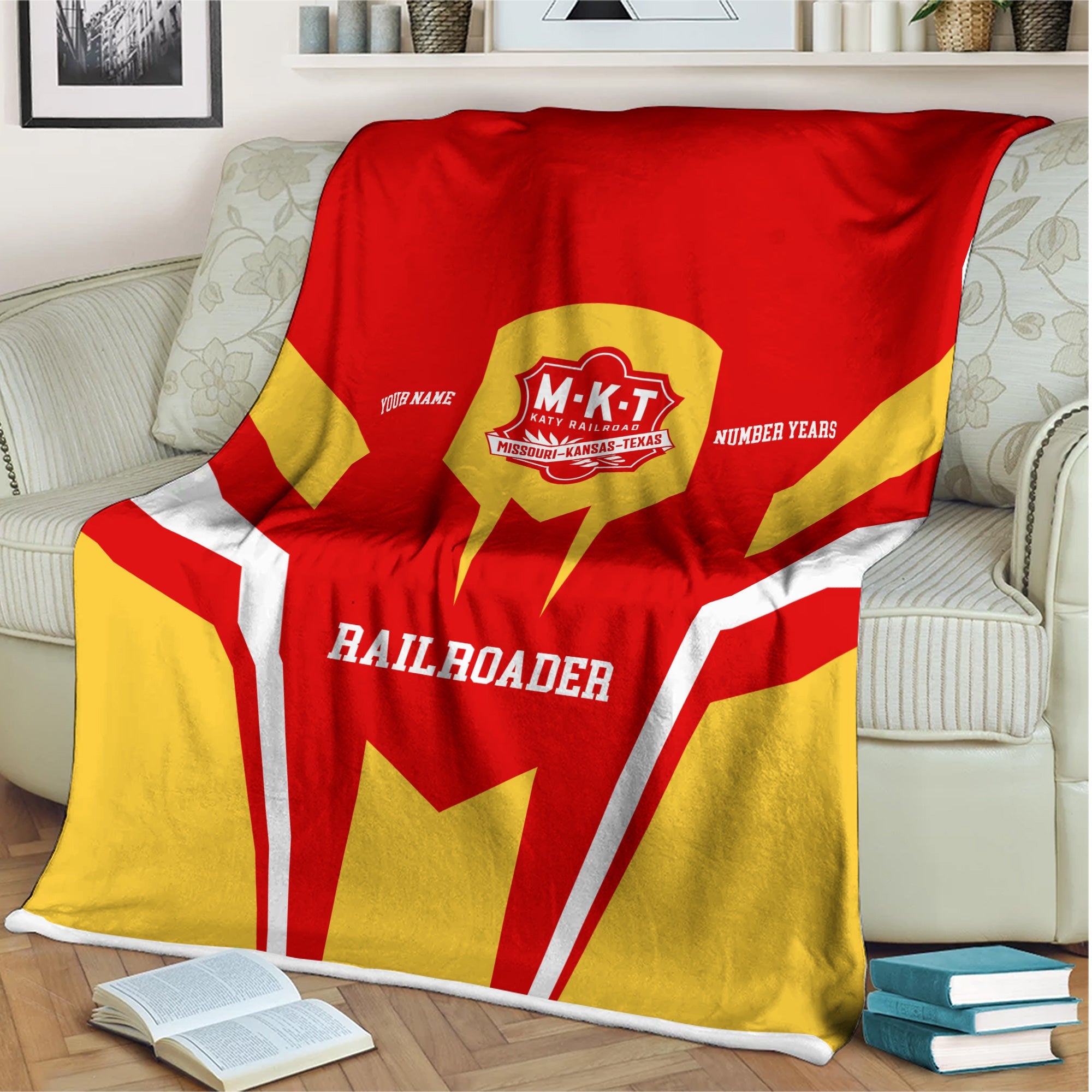 Railspirit Personalized Katy Railroad Blanket Custom Year Railroader Gift Idea For Train Lover