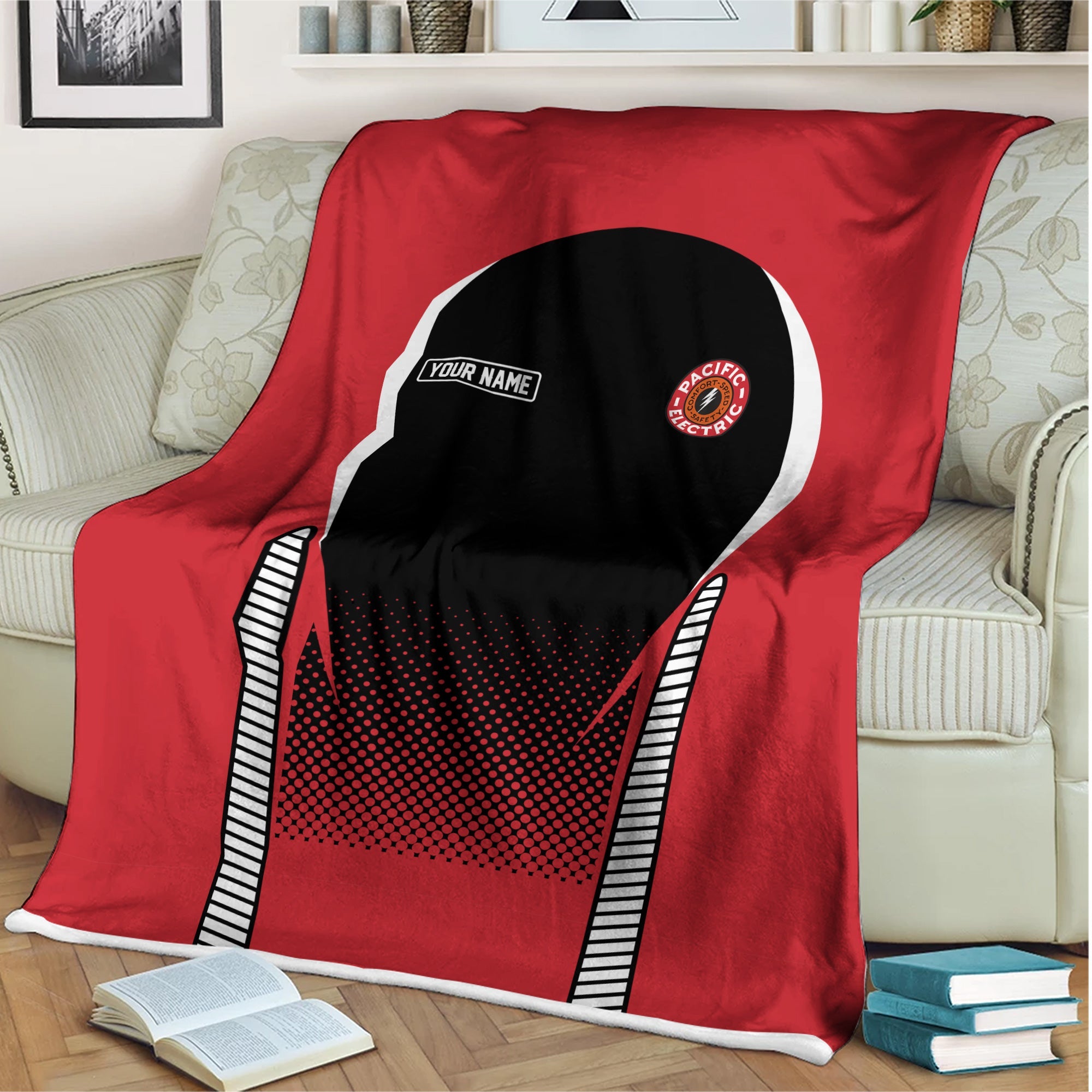 Railspirit Personalized Pacific Electric Railroad Blanket Train Blanket Gift Idea For Train Lover
