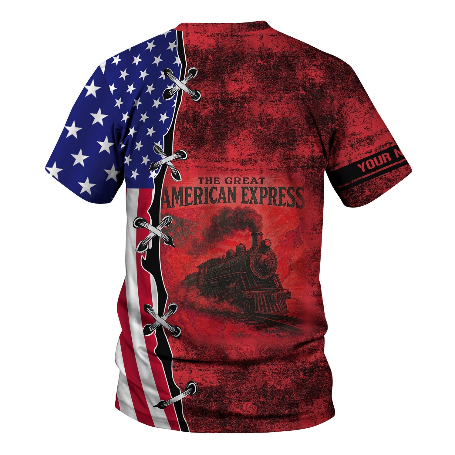 Railspirit Personalized Pacific Electric Railroad T-Shirt Retro American Express Train With USA Flag Shirt