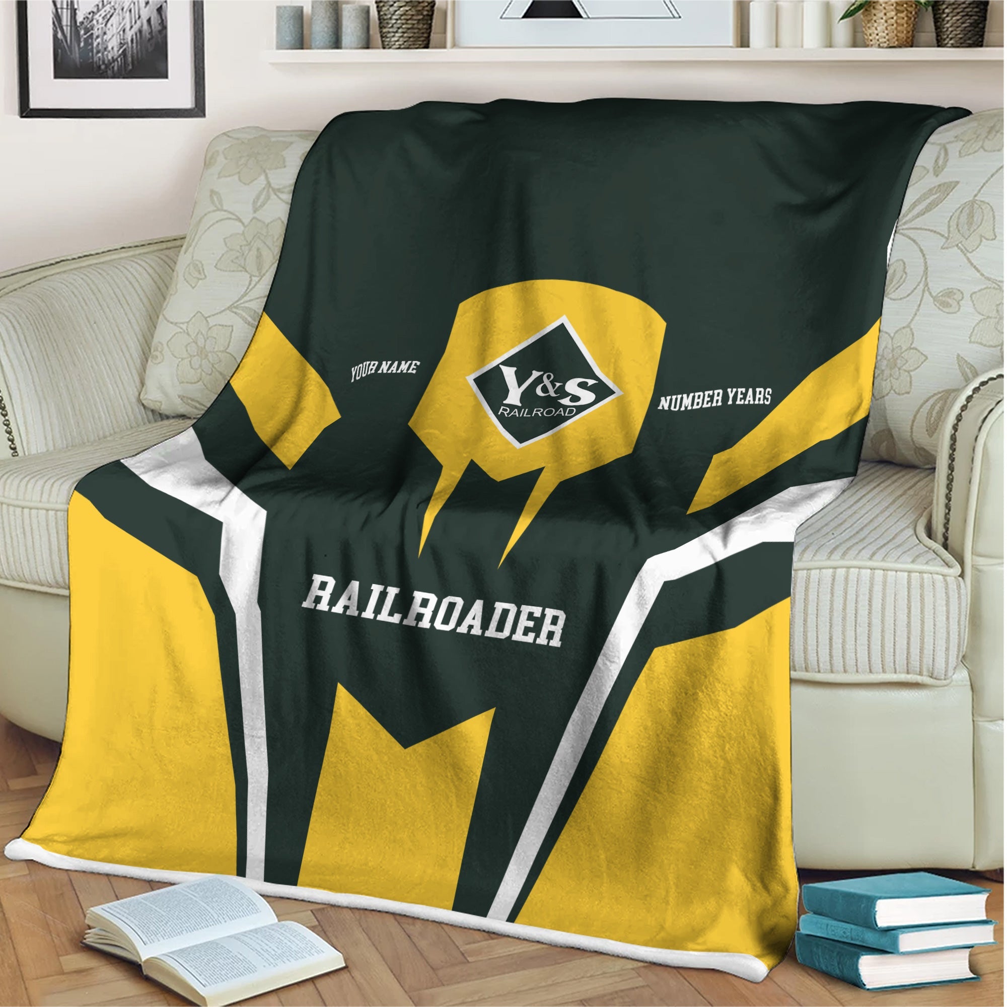 Railspirit Personalized Youngstown & Southern Railroad Blanket Custom Year Railroader Gift Idea For Train Lover