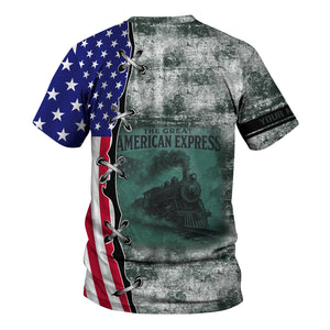 Railspirit Personalized Youngstown & Southern Railroad T-Shirt Retro American Express Train With USA Flag Shirt