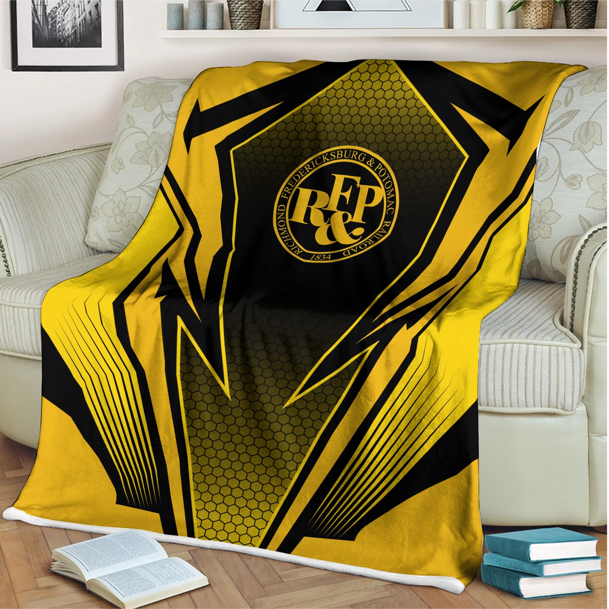 Railspirit Richmond, Fredericksburg And Potomac Railroad Blanket Lightning Graphic Style Blanket Gift Idea For Train Lover