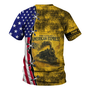 Railspirit Personalized Richmond, Fredericksburg And Potomac Railroad T-Shirt Retro American Express Train With USA Flag Shirt