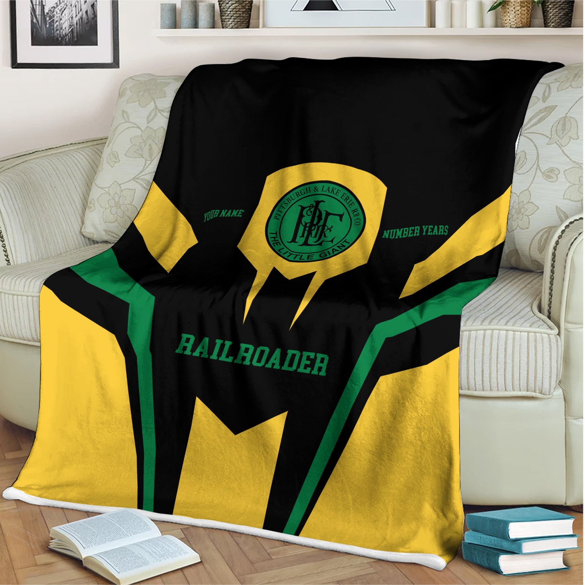Railspirit Personalized Pittsburgh And Lake Erie Railroad Blanket Custom Year Railroader Gift Idea For Train Lover