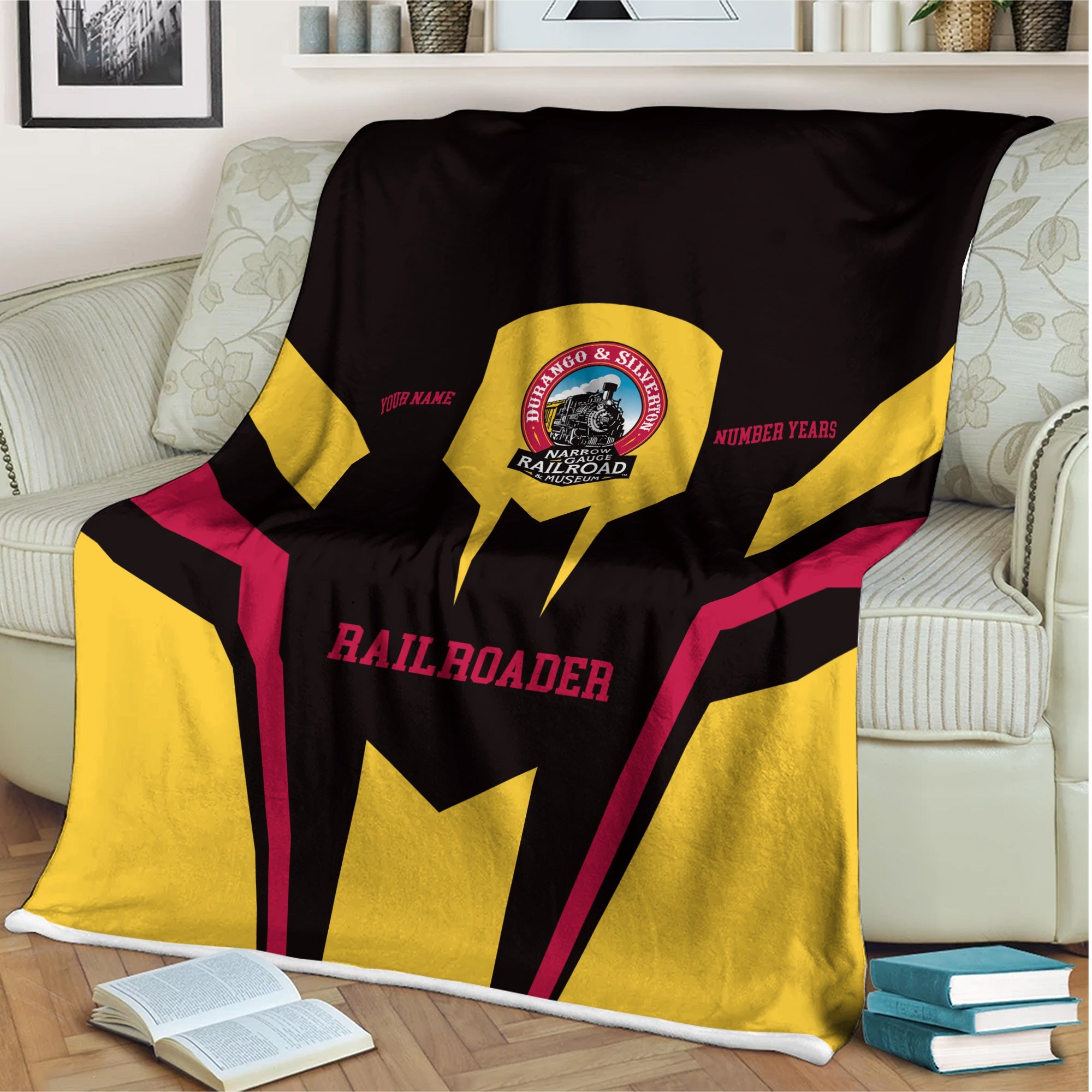 Railspirit Personalized Durango And Silverton Narrow Gauge Railroad Blanket Custom Year Railroader Gift Idea For Train Lover