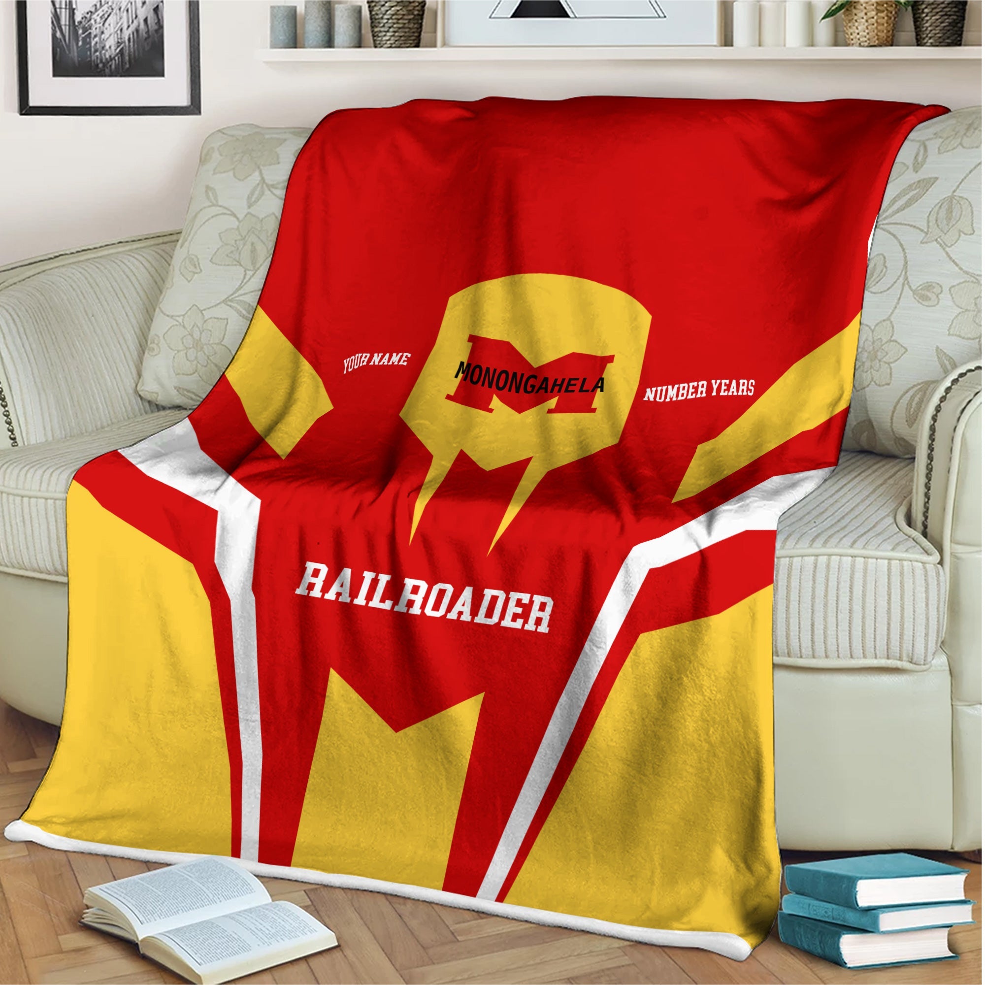 Railspirit Personalized Monongahela Railroad Blanket Custom Year Railroader Gift Idea For Train Lover
