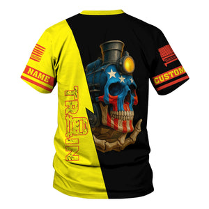 Railspirit Personalized Strasburg Railroad T-Shirt Train Skull American Flag Shirt All Over Print