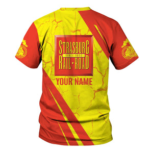Railspirit Personalized Strasburg Railroad T-Shirt Crackle Texture Style Shirt For Trackhead