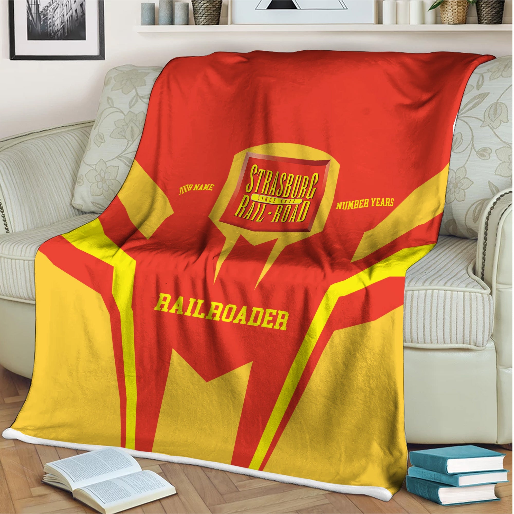 Railspirit Personalized Strasburg Railroad Blanket Custom Year Railroader Gift Idea For Train Lover