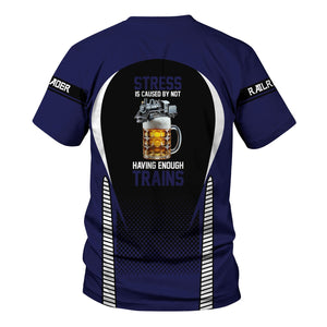 Railspirit Personalized CSX Transportation Railroad T Shirt Stress Is Caused By Not Having Enough Trains Shirt All Over Print