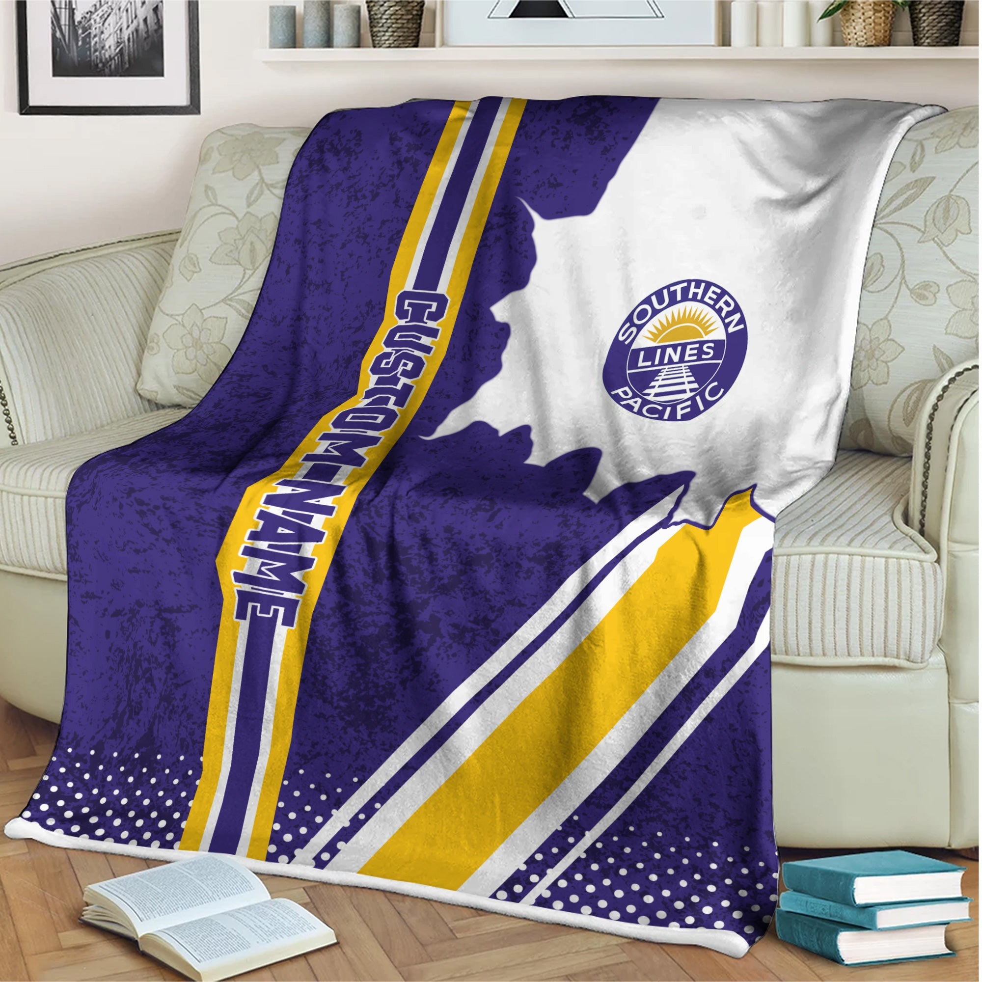 Railspirit Personalized Southern Pacific Railroad Blanket Vintage All Over Printed Blanket