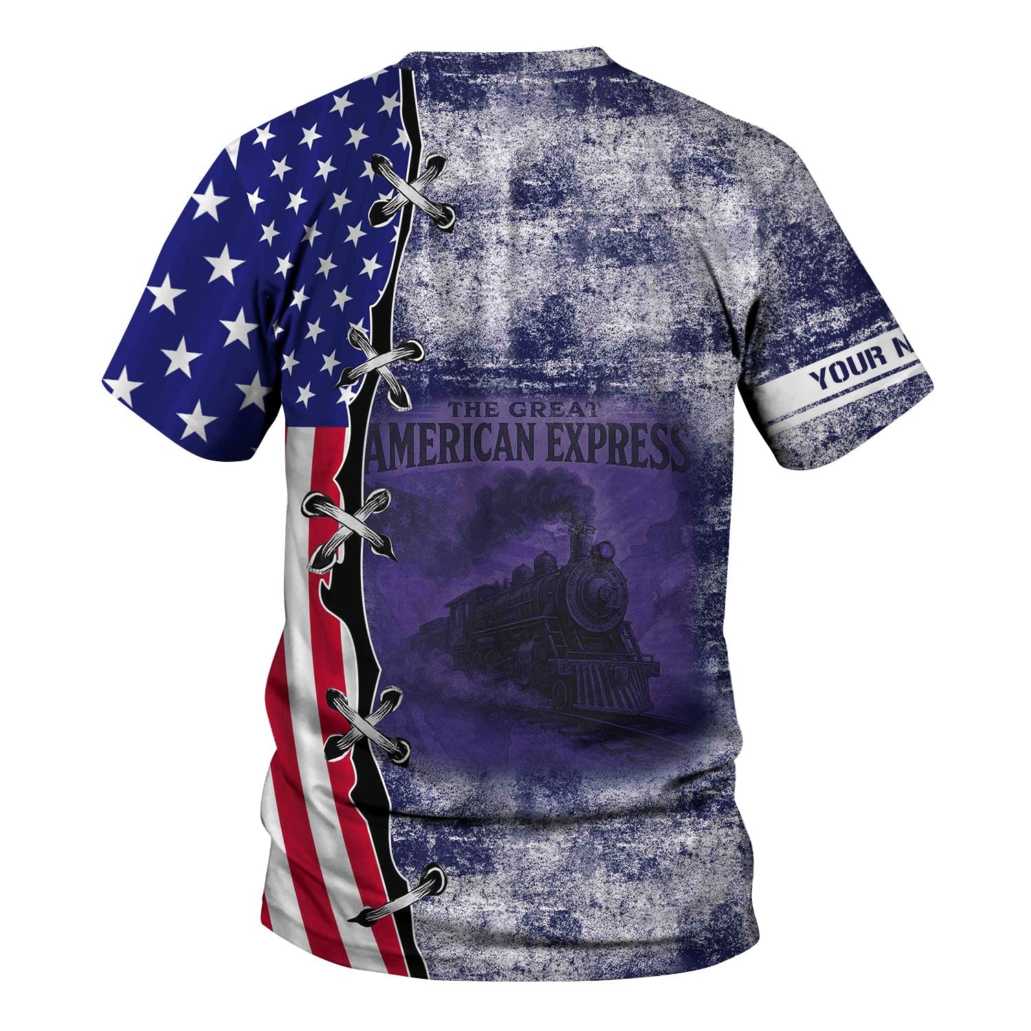 Railspirit Personalized CSX Transportation Railroad T-Shirt Retro American Express Train With USA Flag Shirt