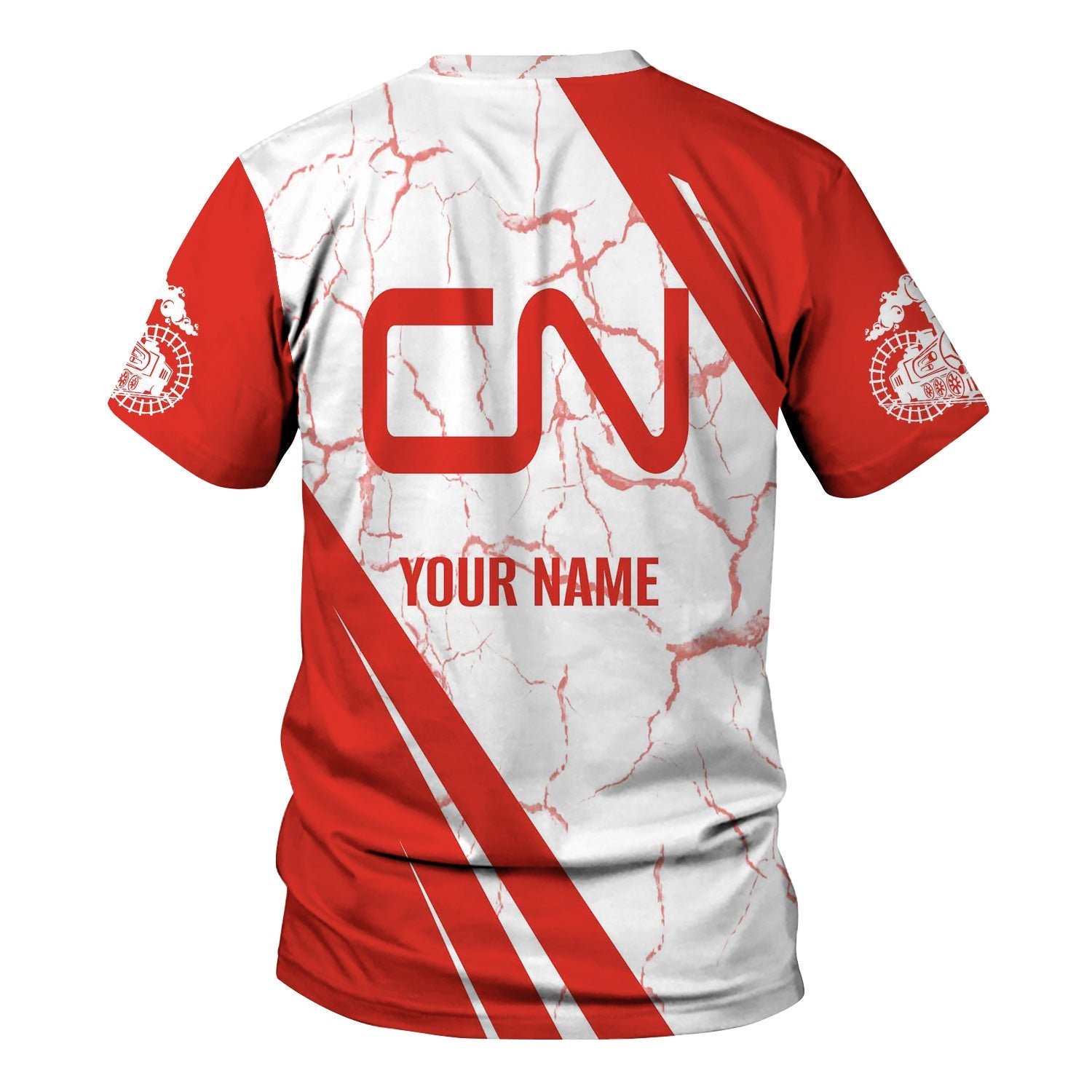 Railspirit Personalized Canadian National Railroad T-Shirt Crackle Texture Style Shirt For Trackhead