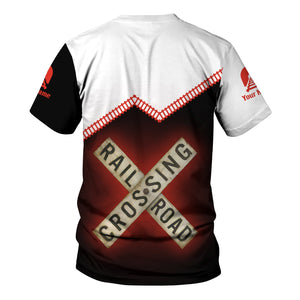 Railspirit Personalized Canadian National Railroad T Shirt Railroad Crossing Printed Train Track Shirt