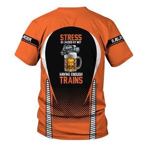 Railspirit Personalized Wheeling And Lake Erie Railroad T Shirt Stress Is Caused By Not Having Enough Trains Shirt All Over Print