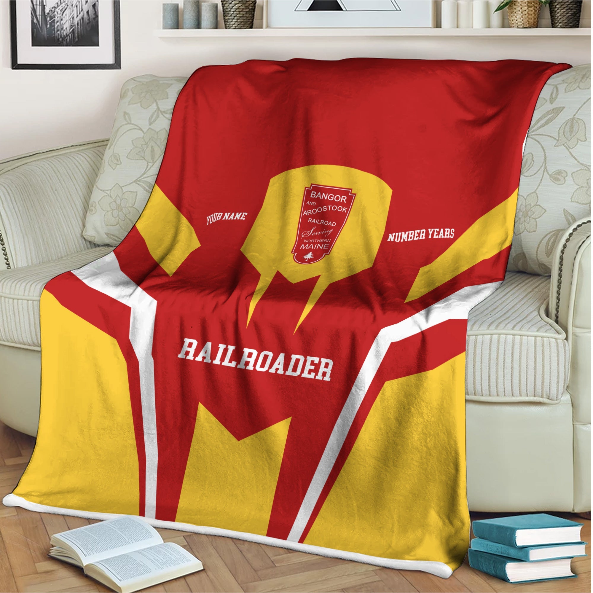 Railspirit Personalized Bangor And Aroostook Railroad Blanket Custom Year Railroader Gift Idea For Train Lover