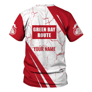 Railspirit Personalized Green Bay & Western Railroad T-Shirt Crackle Texture Style Shirt For Trackhead