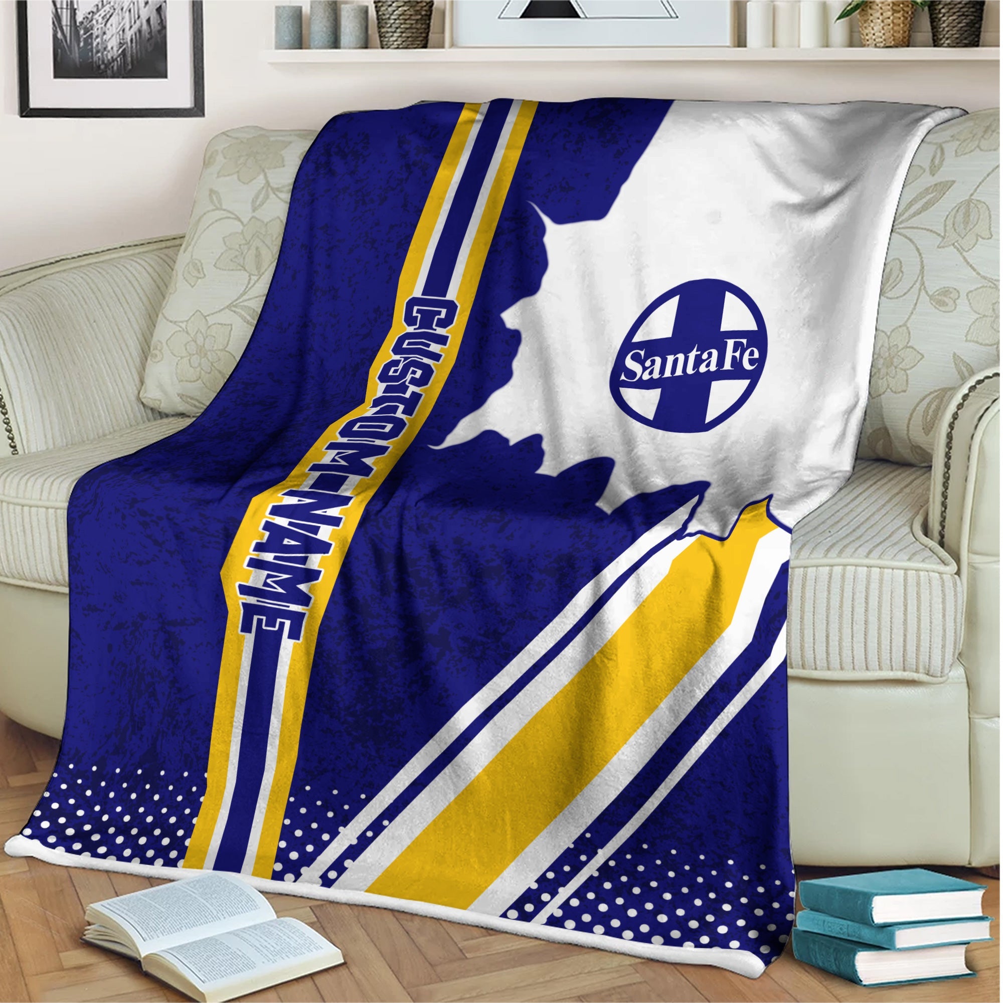 Railspirit Personalized Santa Fe Railway Blanket Vintage Atchison, Topeka and Santa Fe Railway All Over Printed Blanket